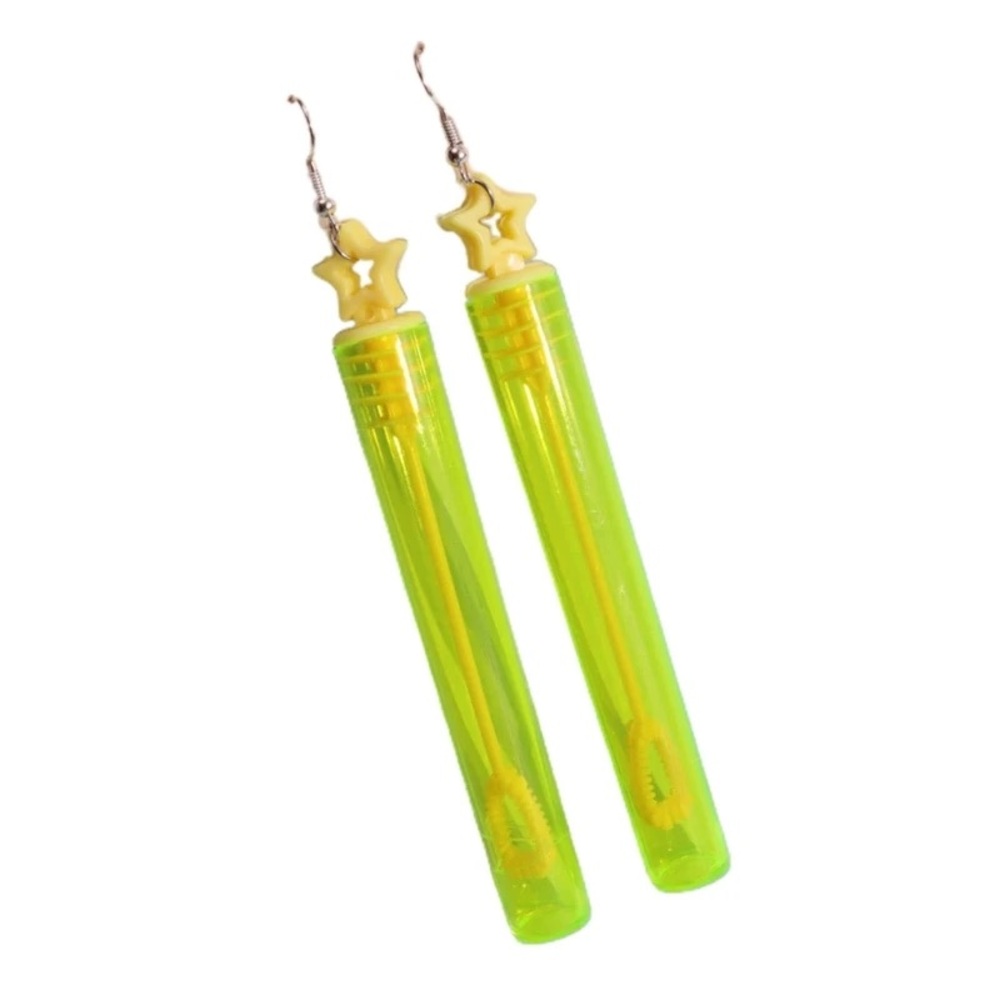 Star Design Yellow and Green Earrings